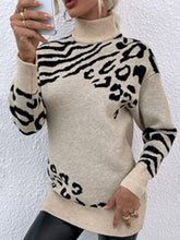 Load image into Gallery viewer, Animal Print Turtleneck Sweater
