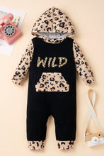 Cargar imagen en el visor de la galería, Girls Leopard Graphic Contrast Hooded Jumpsuit

