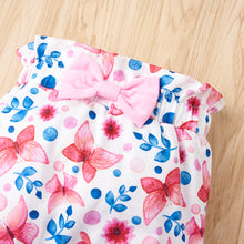 將圖片載入圖庫檢視器 Baby Girl Bodysuit and Floral Paperbag Pants Set with Bow
