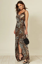 Load image into Gallery viewer, Leopard Wrap Maxi Dress With Slit
