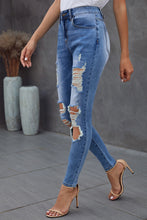 Load image into Gallery viewer, Medium Wash Distressed Skinny Jeans
