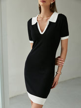 Load image into Gallery viewer, Contrast Johnny Collar Mini Dress
