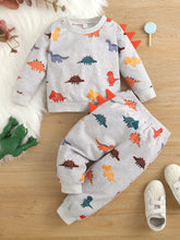 Load image into Gallery viewer, Baby Dinosaur Print Pullover and Joggers Set
