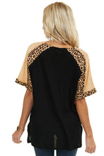 Charger l&#39;image dans la galerie, Leopard Print Color Block Sleeves Tunic Top
