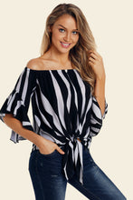 Load image into Gallery viewer, Off Shoulder Vertical Stripes Blouse
