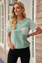 Load image into Gallery viewer, Striped Contrast Front Pocket T-Shirt

