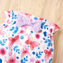 Cargar imagen en el visor de la galería, Baby Girl Bodysuit and Floral Paperbag Pants Set with Bow
