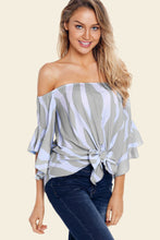 Load image into Gallery viewer, Off Shoulder Vertical Stripes Blouse
