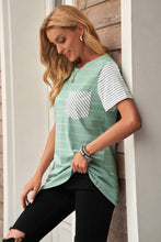 Load image into Gallery viewer, Striped Contrast Front Pocket T-Shirt

